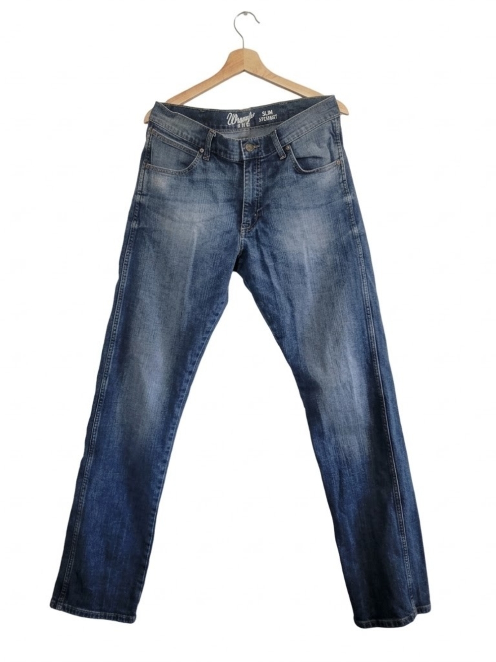WRANGLER Retro Men's Slim Straight Jeans Medium Blue 34X36 Casual